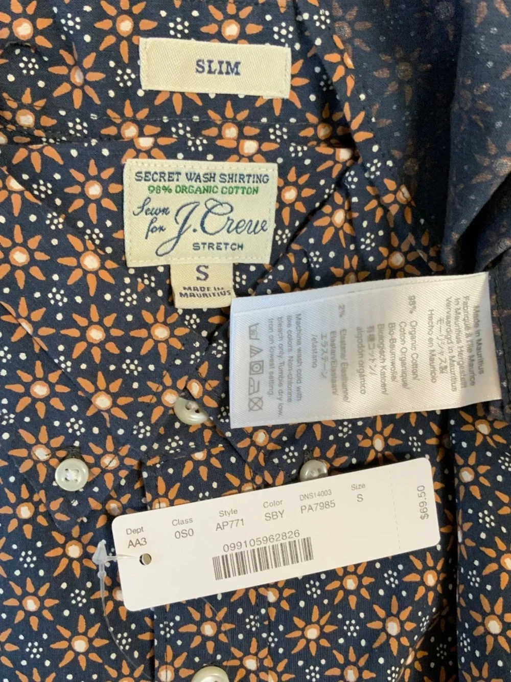 J. Crew Slim Stretch Secret Wash Cotton Poplin Button Down Shirt